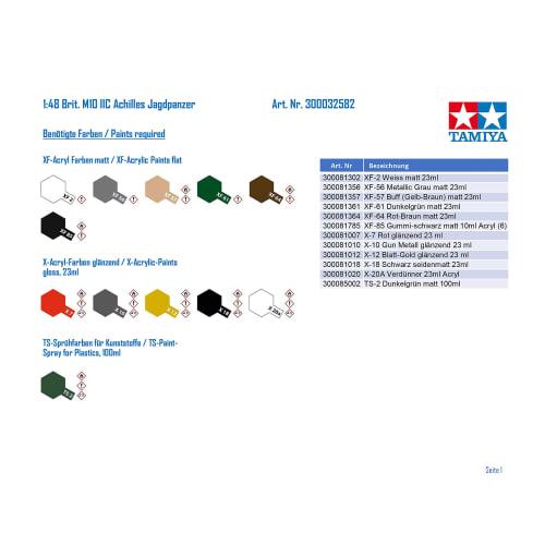 Tamiya 1/48 Military Miniature Series No. 82 British Army Tank Destroyer M10 IIC Achilles Plastic Model 32582