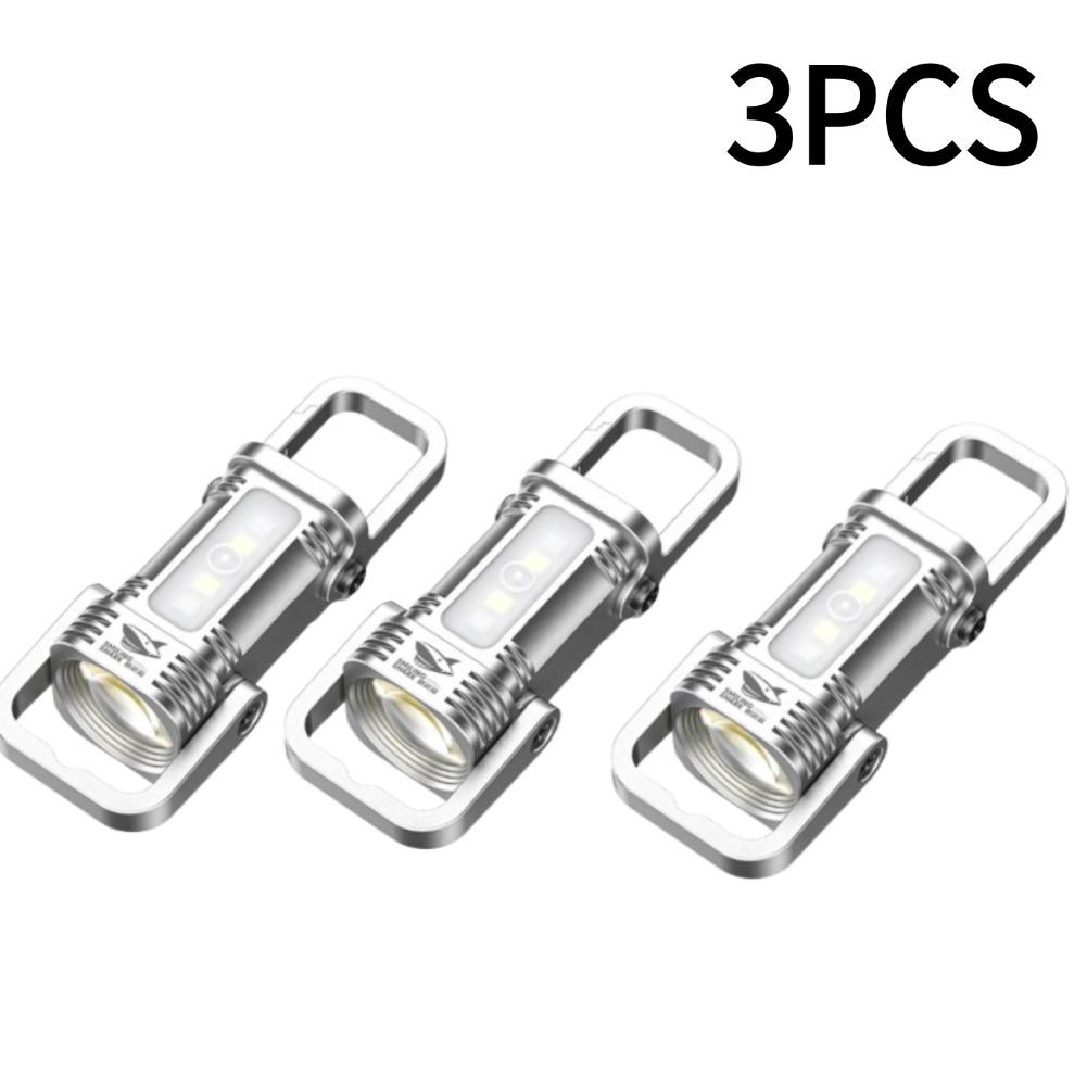 Newest COB Work Light Type-C Rechargeable LED Flashlight Keychain Hanging Camping Hiking Lamp Mini Outdoor Flashlight 1/2/3PCS