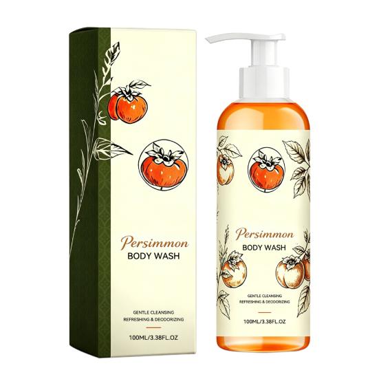 Sensitive Skin Body Wash Persimmon Wash, 100ml Gentle Exfoliating Shower Gel with Fresh Refreshing Fruity Fruit Scent, Deep Cleansing Mild Daily