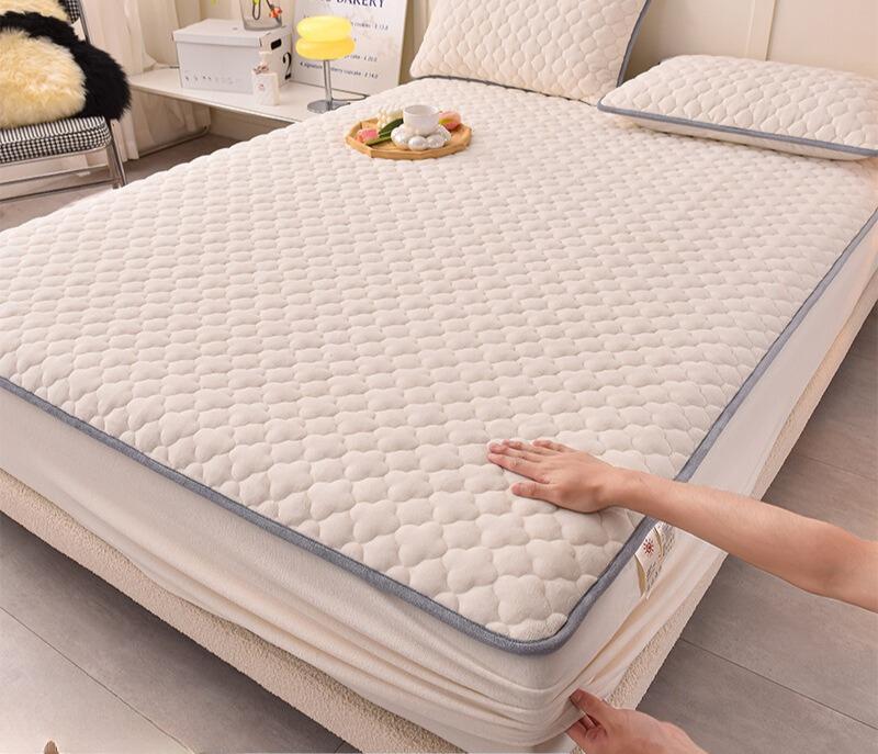 Цельная молочная бархатная хлопковая простыня на подкладке, кровать размера «queen-size», утолщенное покрывало, новый зимний флисовый защитный чехол для матраса