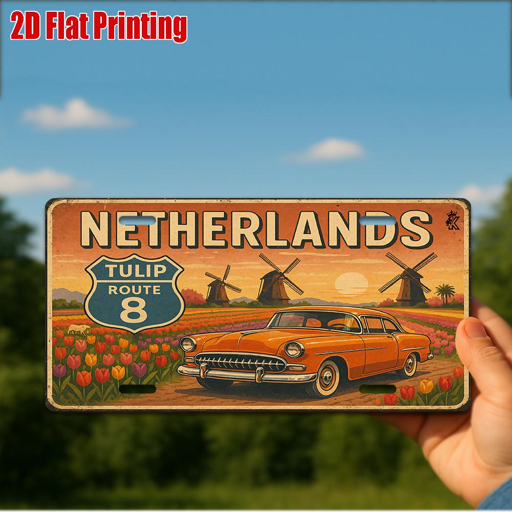 D Flatpc Vintage Metal Sign Only for decoration Outdoor Wall Art ( ) NETHERLANDS Aluminum Sign Retro Travel