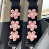 2pc Cute Embroidered Flowers Car Seatbelt Cover Plush Seat Belt Harness Cushion Auto Shoulder Strap Protector Pad for Ladies
