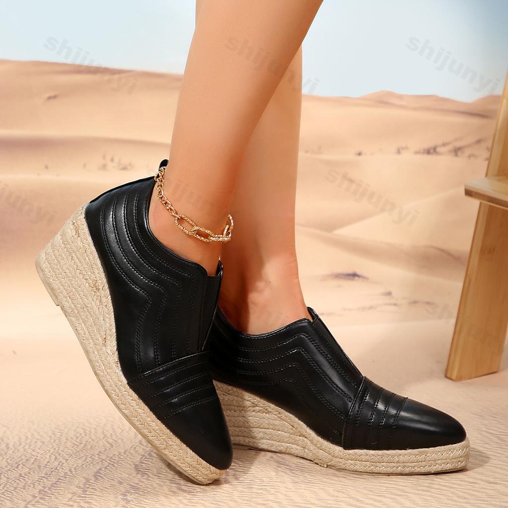 Модные модные ботинки из искусственной кожи, женские туфли на платформе и танкетке 2024 года, осень-зима, высокие каблуки, теплые меховые ботильоны, остроносые офисные туфли-лодочки