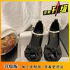 Mary Jane small leather shoes women's 2025 spring and summer new bow pearl chain French with skirt thick heel high heels women
