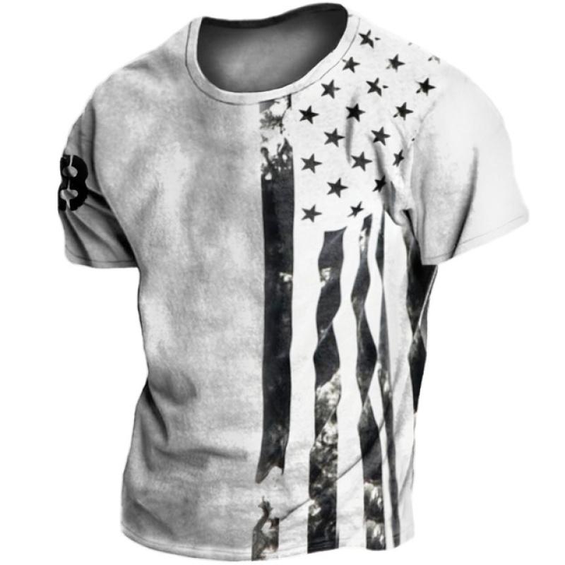 Мужская футболка в стиле ретро с 3D принтом флага, уличная одежда, топы в стиле хип-хоп с круглым вырезом, ретро-топы, мужская одежда, модные большие футболки с короткими рукавами