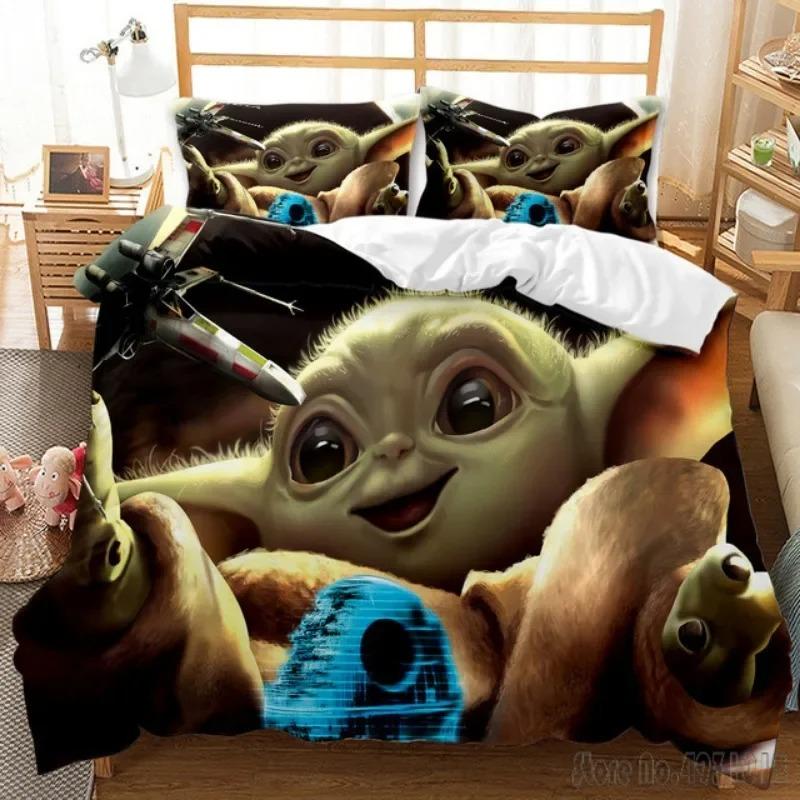 Cartoon Animation Yoda Duvet Cover, 3D Printing Bedding Set Bedroom Sets Comforter Sets 2/3 Pieces Children Boys Birthday Gift