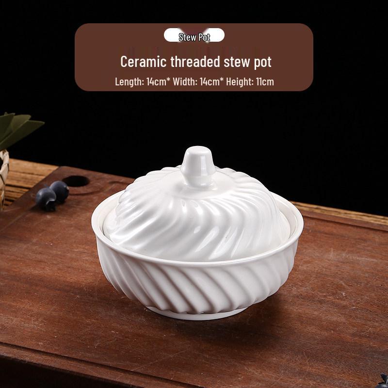 Ceramic Double Boiler Stew Pot with Lid for Soup, Bird's Nest, and Steamed Eggs