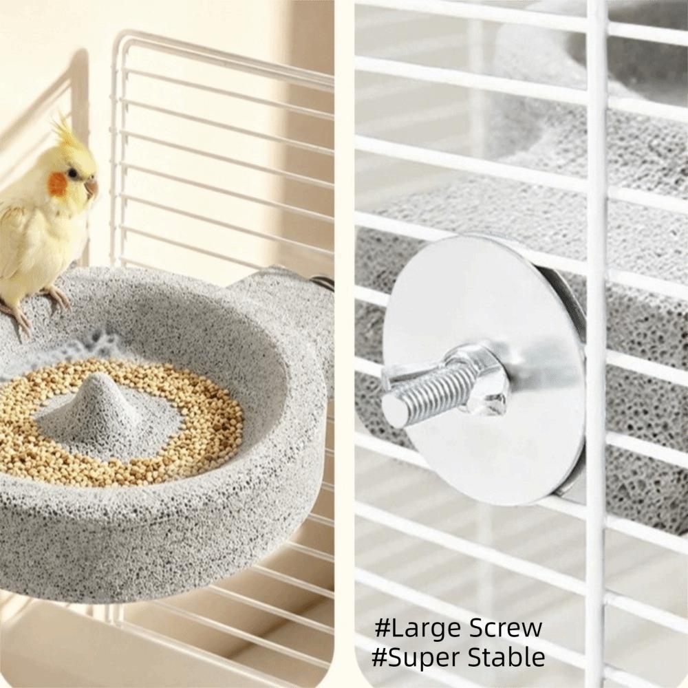 Anti-Spill Parrot Paw Grinding Bowl Round Parrot Stone Bowl Stone Bird Feeder Dish Aviary