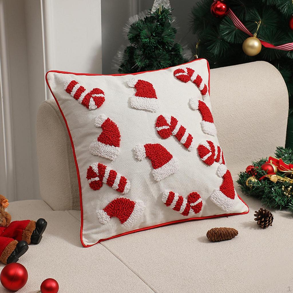 Christmas Pillow Case, Throw Cover with Zipper, Washable Decorative Pillowcase, Waist