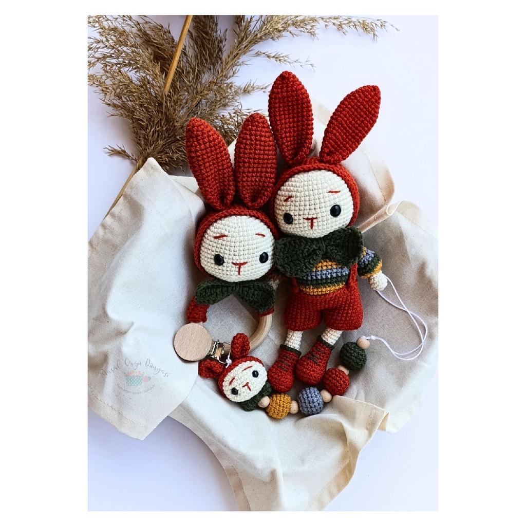 Amigurumi Rabbit Toy - Teether And Pacifier Chain/strap