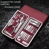 Stainless Steel Nail Clippers Set: Portable Mani-Pedi Tools with Ear Pick, Pedicure Knife, Oblique Clippers, and Dead Skin Scissors.