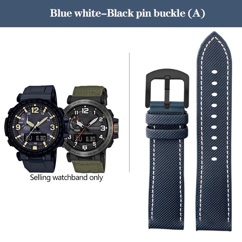Нейлоновый ремешок для часов с резиновым низом для серии Casio PROTREK PRG-600YB PRG-650 PRW-6600, парусиновый силиконовый ремешок для часов, спортивный ремешок 24 мм