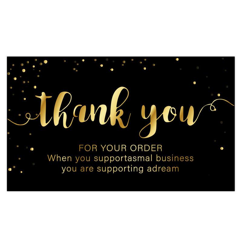Black Thank You Greeting Cards, 50 Sheets/Pack