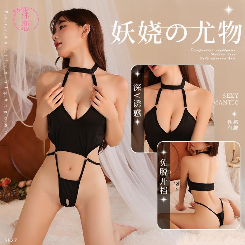 Sex underwear sexy one-piece neck maid uniform set three-point open gear free of sexy pure desire