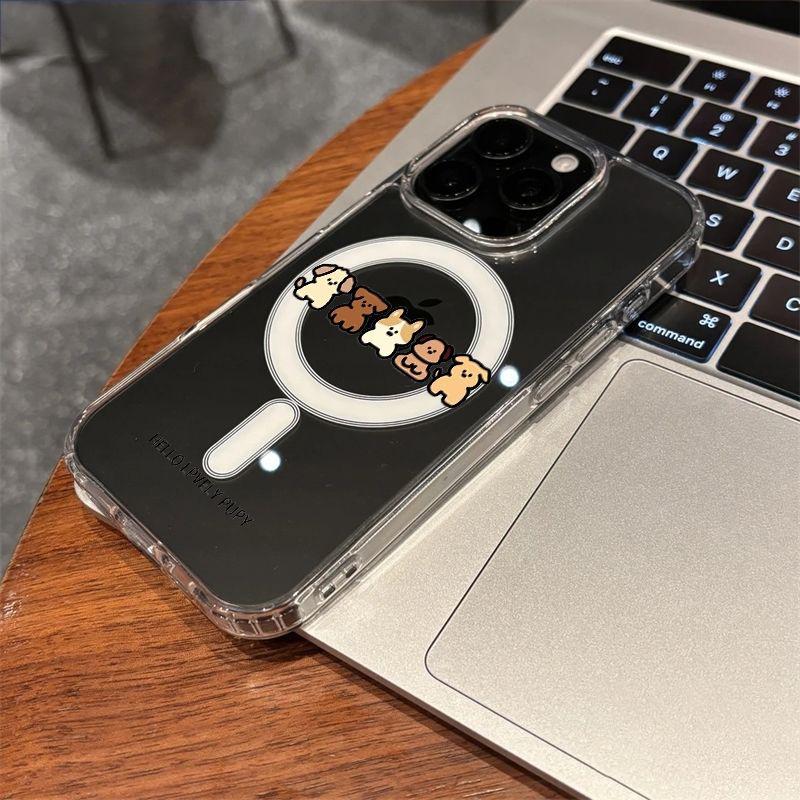 Мультяшный акриловый чехол для телефона Apple iPhone 11, 12, 13 Pro, 14, 15, 16, 17 Pro Max - Дизайн «Пять щенков»