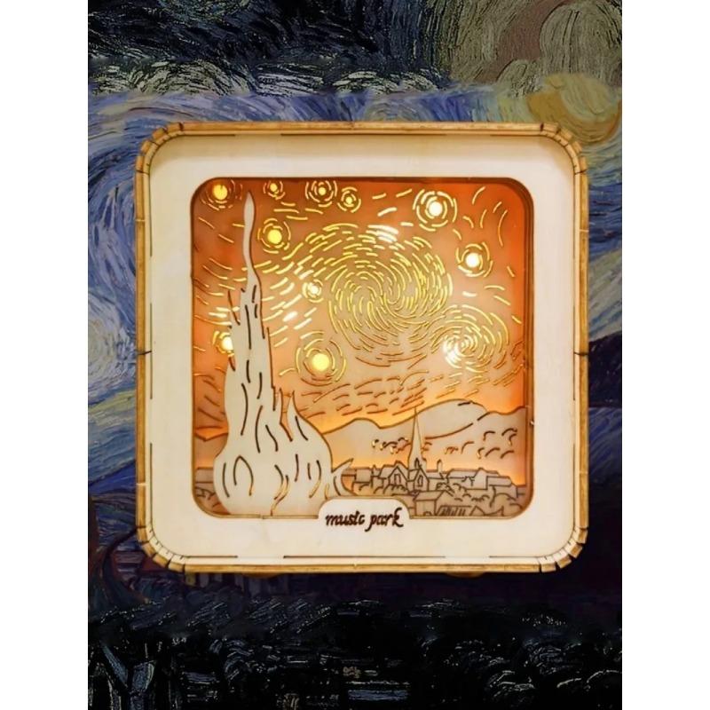 3D Деревянный пазл Ночной светильник, Деревянные пазлы для взрослых, Прикроватная лампа, DIY 3D Деревянные пазлы Светодиодная лампа, Креативные подарки для семьи и друзей