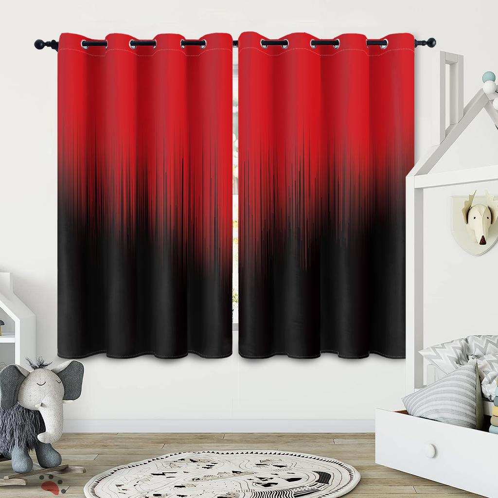 2 штуки красных и черных штор с градиентным узором, используемых для украшения, спален, гостиных и офисов