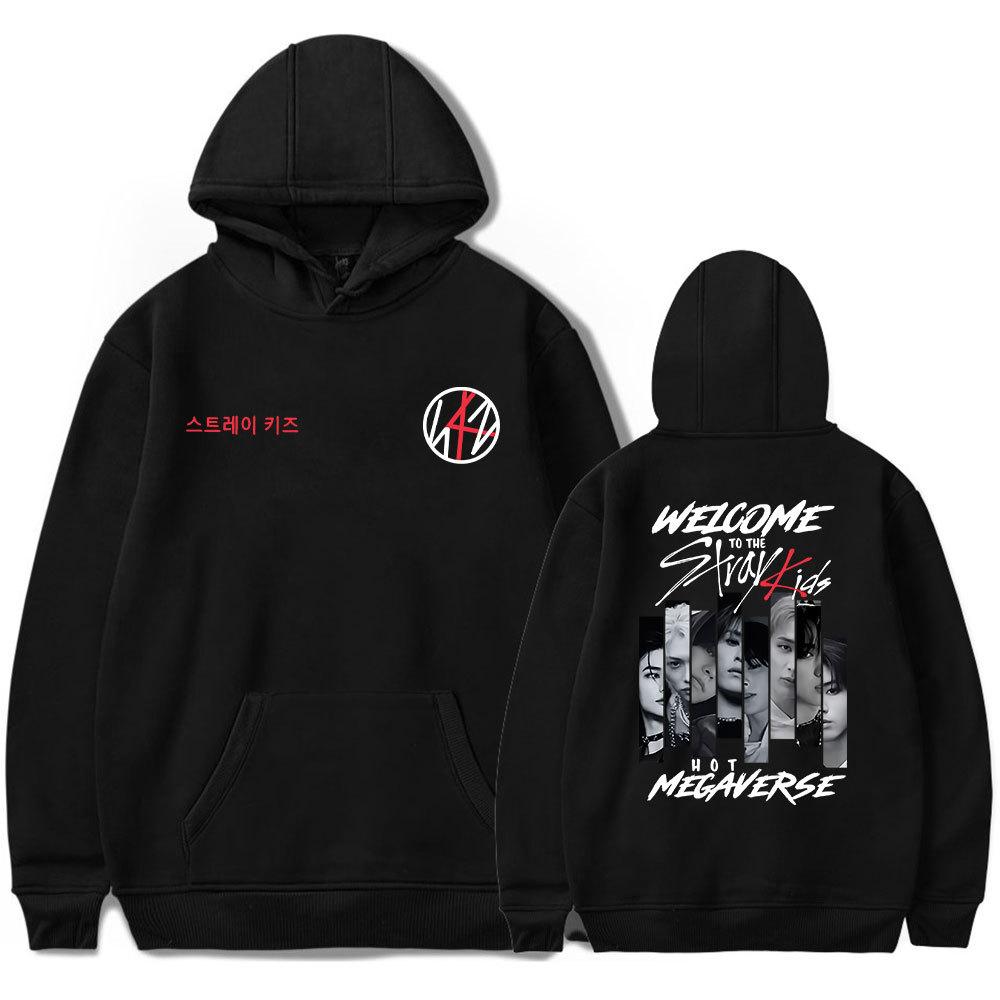 Новинки Мужские Женские Худи Stray Kids Худи Уличная одежда Харадзюку Повседневные K-pop Худи с принтом Свитшоты Флисовые Готические Пуловеры