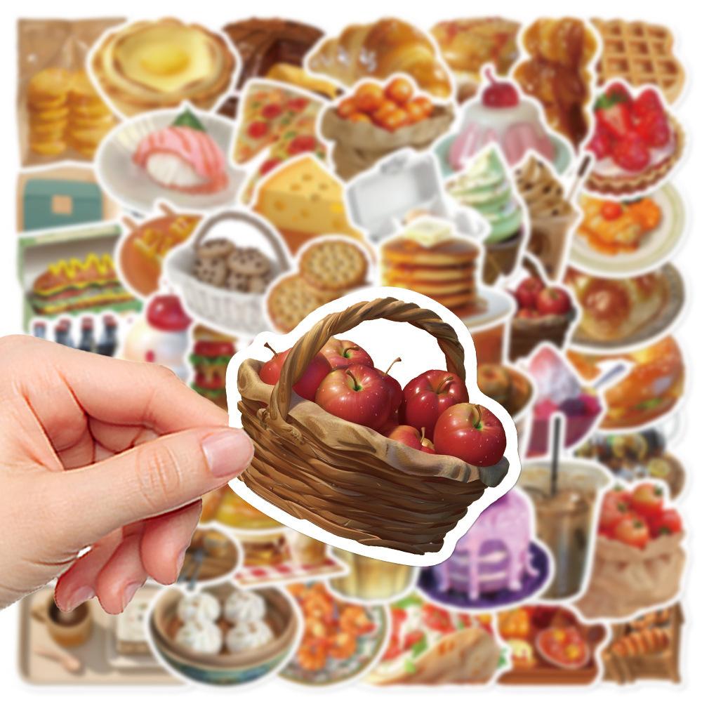 50Pcs/Set 3D Delicious Food . Afternoon Tea Dessert Stickers DIY Fashion Waterproof Doodle Decals Stickers (2 Styles)