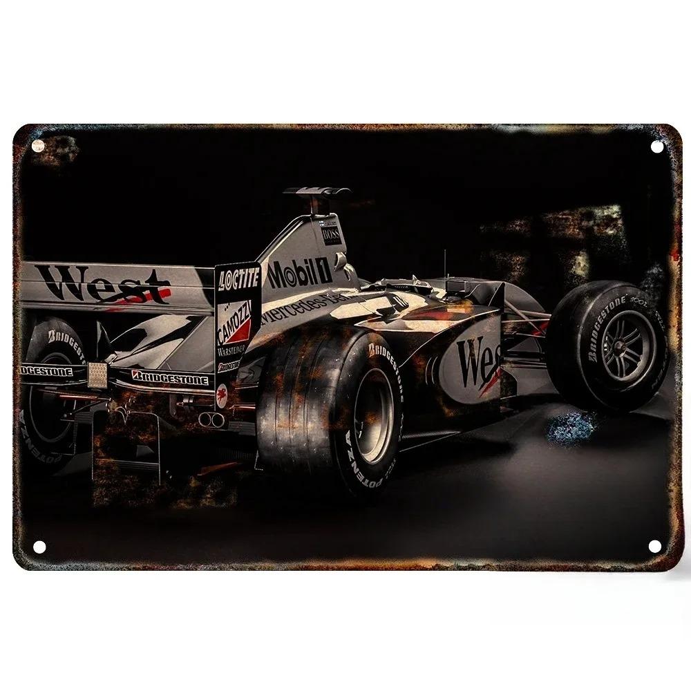 Metal Tin Metal Poster F1 Racing Tin Sign Metal Plaque Poster for Bar Club Wall Decor Retro Bedroom Vintage Wall Plate Pendant