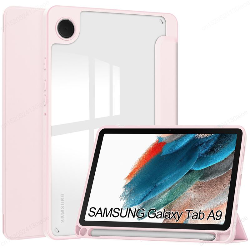 Acylic Transparent Back Tablet Cover for Samsung Galaxy Tab A9 8.7 Inch 2023 Shockproof Case S9 Plus 11" Pencil Holder Funda