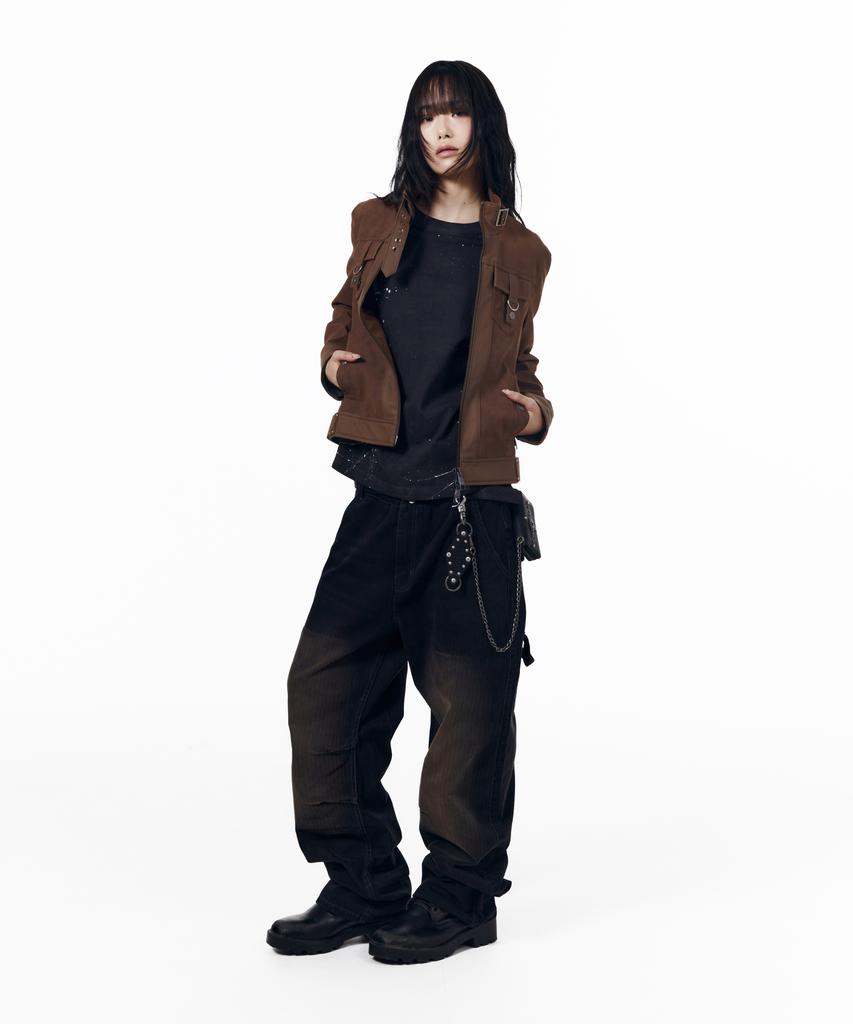 AAKAM Mixed Leather Jacket (Brown)