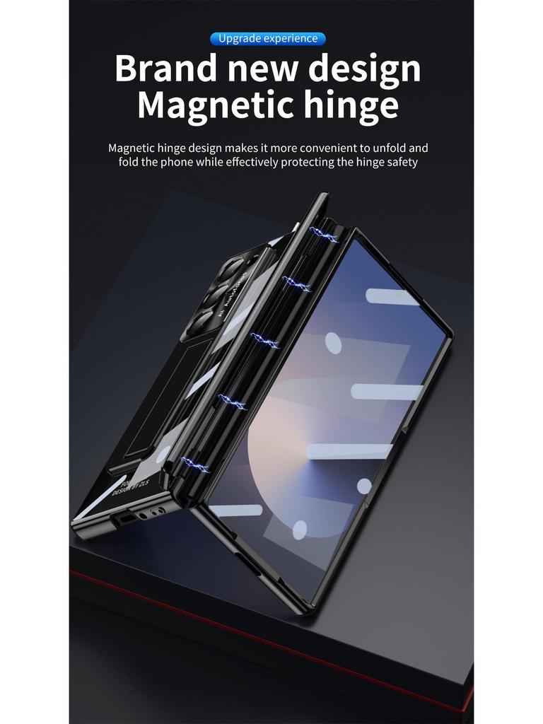 Чехол для Samsung Z Fold7/6: Двойной шарнир, Слот для стилуса, Гальванизированная прозрачная оболочка, Полная защита.