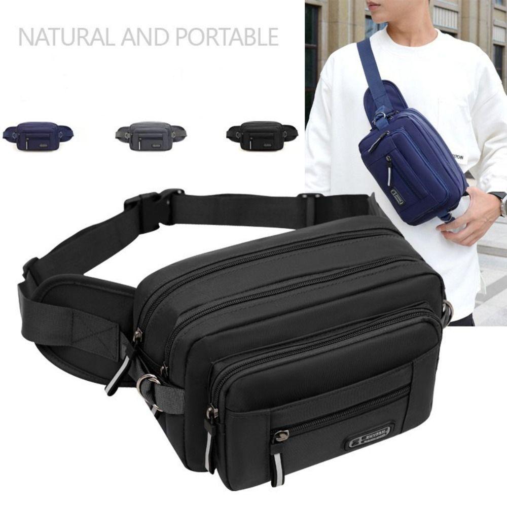 Zipper Sport Chest Bag Multi Layer Shoulder Bag Simple Waist Bag Shopping
