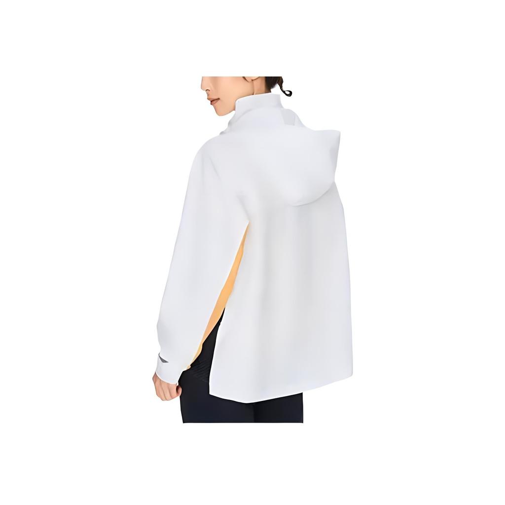 Li Ning Color Block Logo Letter Print Spliced Hooded Long Sleeve Windbreaker Women Upper Clothing White AFDS048-4