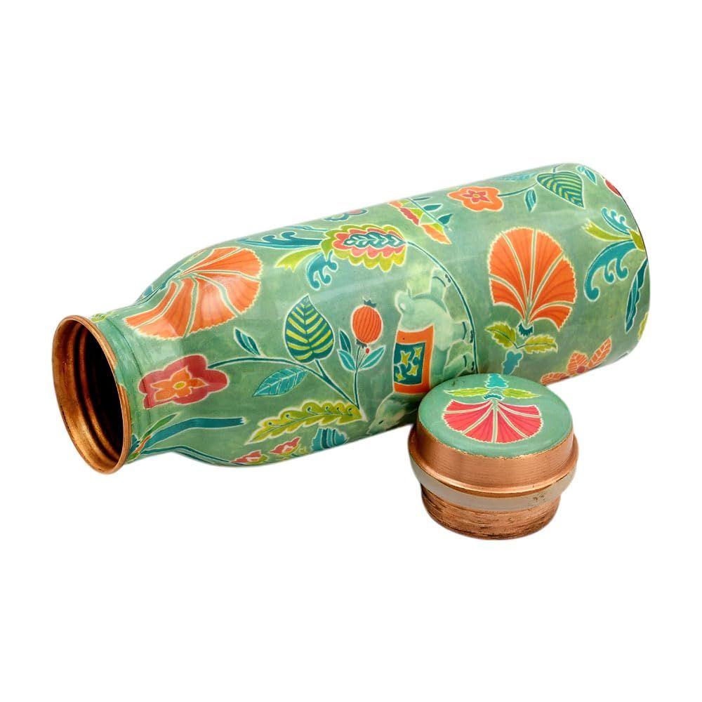 Copper Water Bottle 500 ML With Anti Oxidant Properties | Diwali Gifts for Family and Friends 100% Copper Water Bottle (Green, 500 ml)