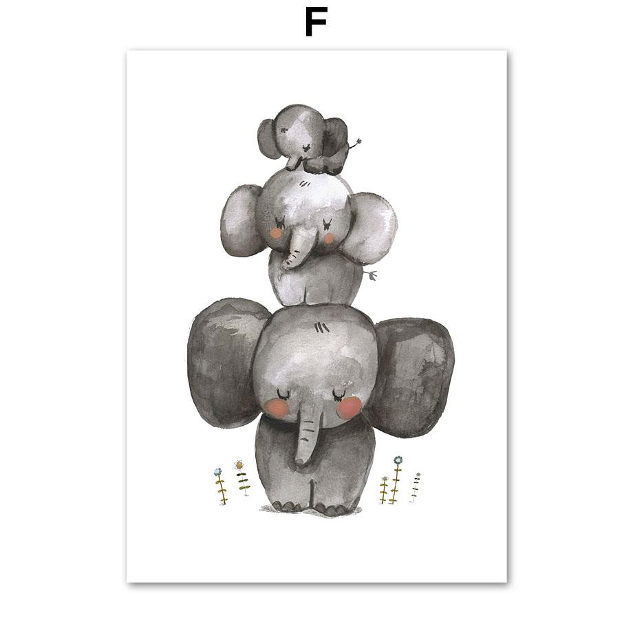 Бохо Лев Кролик Медведь Слон Сова цветок настенная живопись холст картины постеры и принты мультяшные картинки для декора детской комнаты