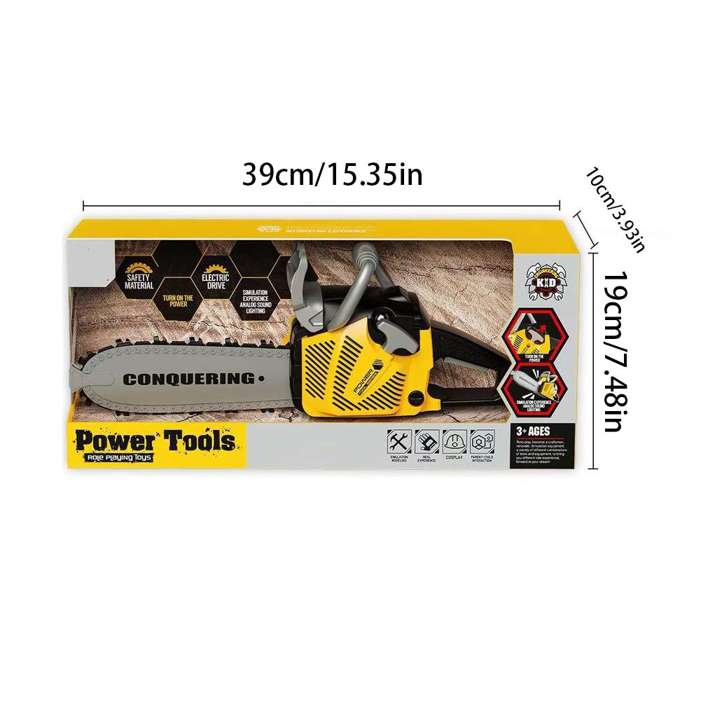Kids Chainsaw Toy Safe Pretend Play Tool With Realistic Sound Electric Toy Power Saw For Boys Girls Diy Tool Gift