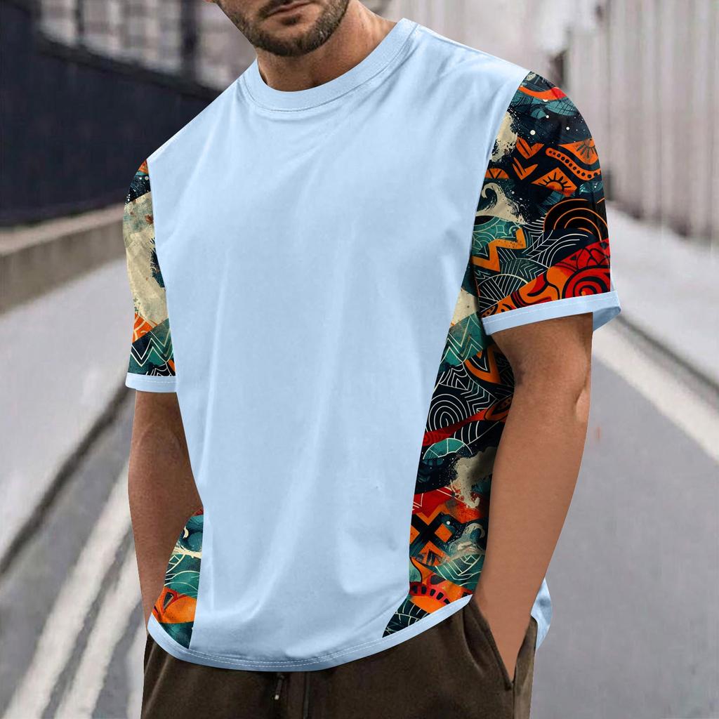 Летняя мужская популярная футболка с круглым вырезом и коротким рукавом с принтом