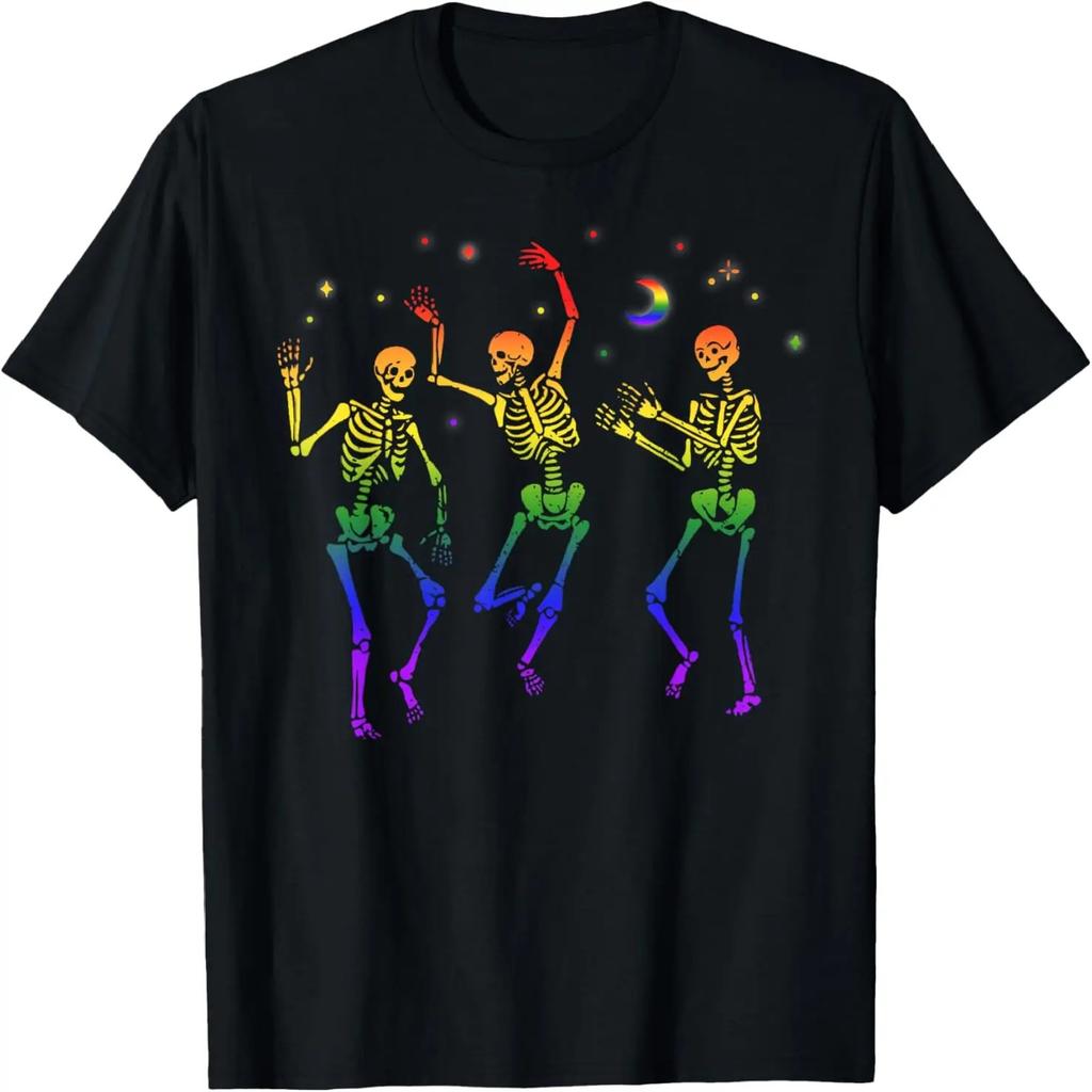 Halloween Dancing Skeletons LGBTQ Gay Pride T-Shirt