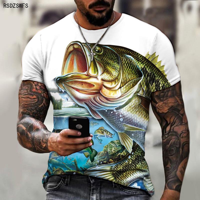 Wild Fishing 3D Printing Men's Round Neck T-shirt, Essential Clothing For Friends Of Fishing, Street Casual Oversize S-5XL