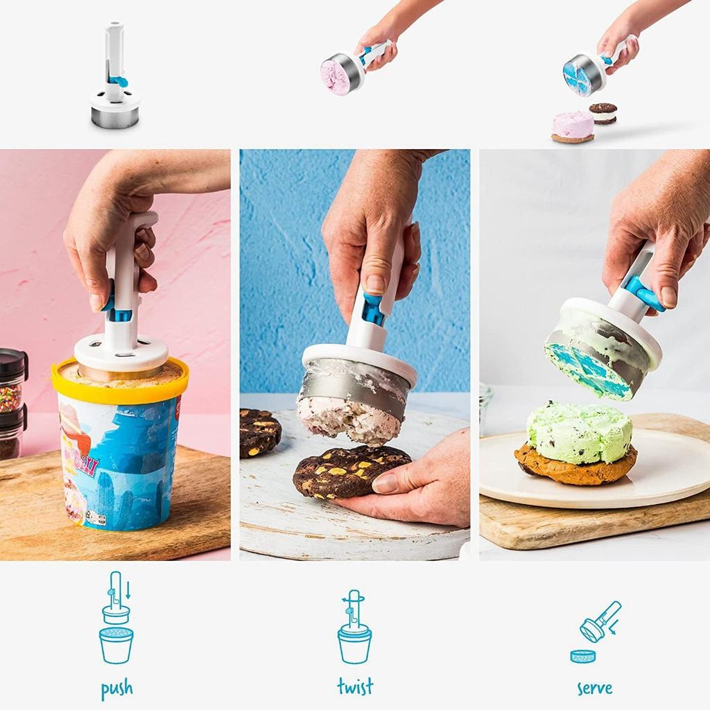 Ice Cream Sandwich Tool,Half Cup Stainless Steel Cookie Ice Cream Sandwich Scoop Mold With ,Cylinder Sandwiches Maker