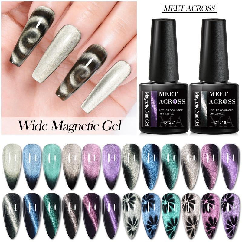 MEET ACROSS 7 мл магнитный гель-лак для ногтей «кошачий глаз» полуперманентный динамический блестящий светоотражающий гель для ногтей замачиваемый УФ-гель лак для дизайна ногтей