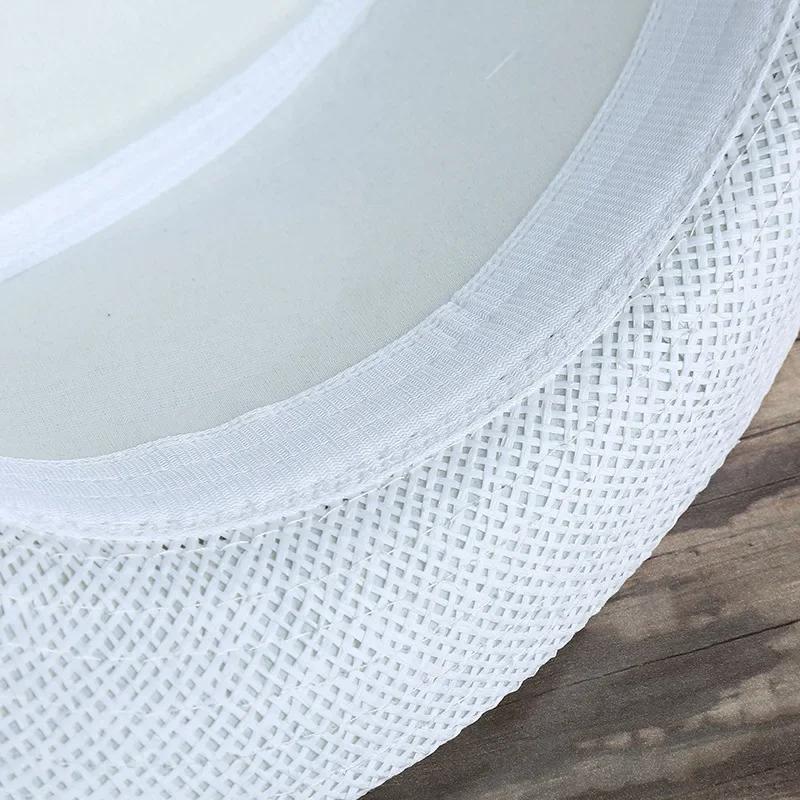 Men's Fashion Woven Straw Sunshade Hats Casual Buckle Beach Sun Wedding Black with Belt Head Accessories Gifts Decor