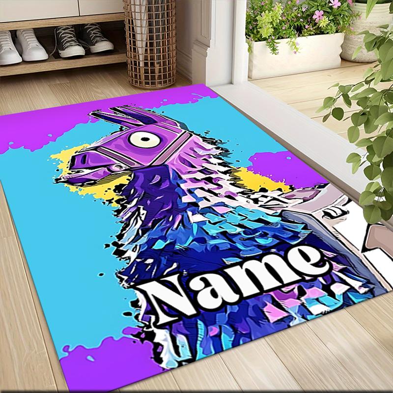 Custom Name Llama Party Invitation Carpet Rug Customizable Soft Washable Anti-Slip Home Living Room Sofa Mats Personalized Rug. 0909166
