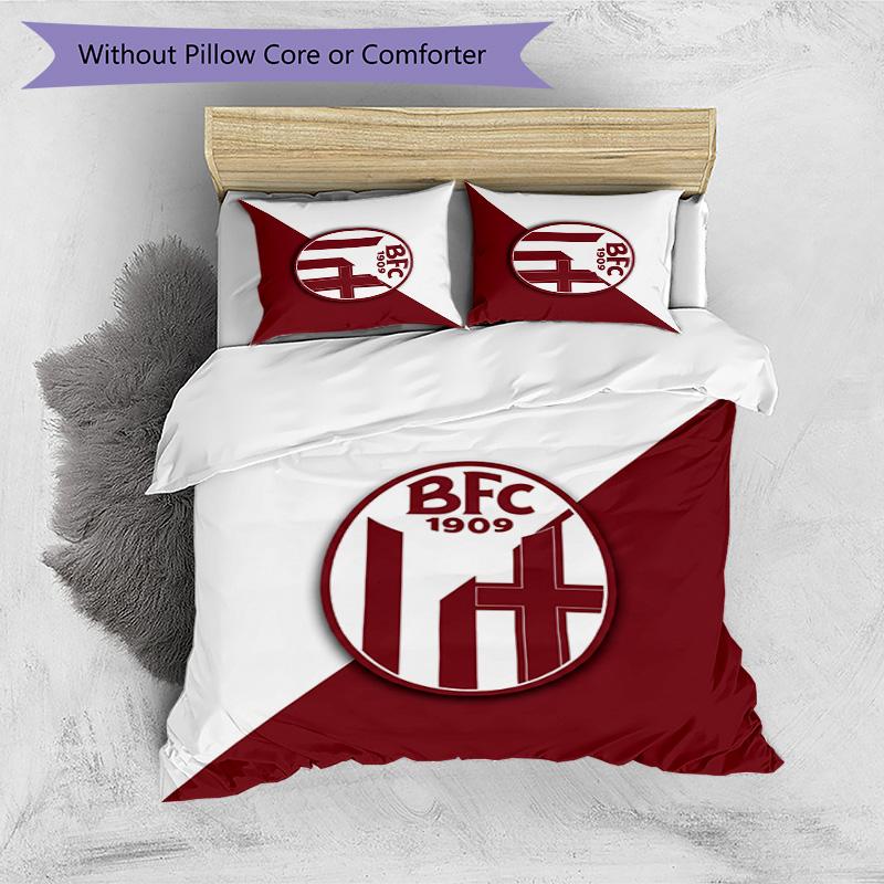 Bologna FC Printed 3PCS Bedding Set Breathable Duvet Cover with Pillowcases Decorative Bed Linen for Bedroom Home