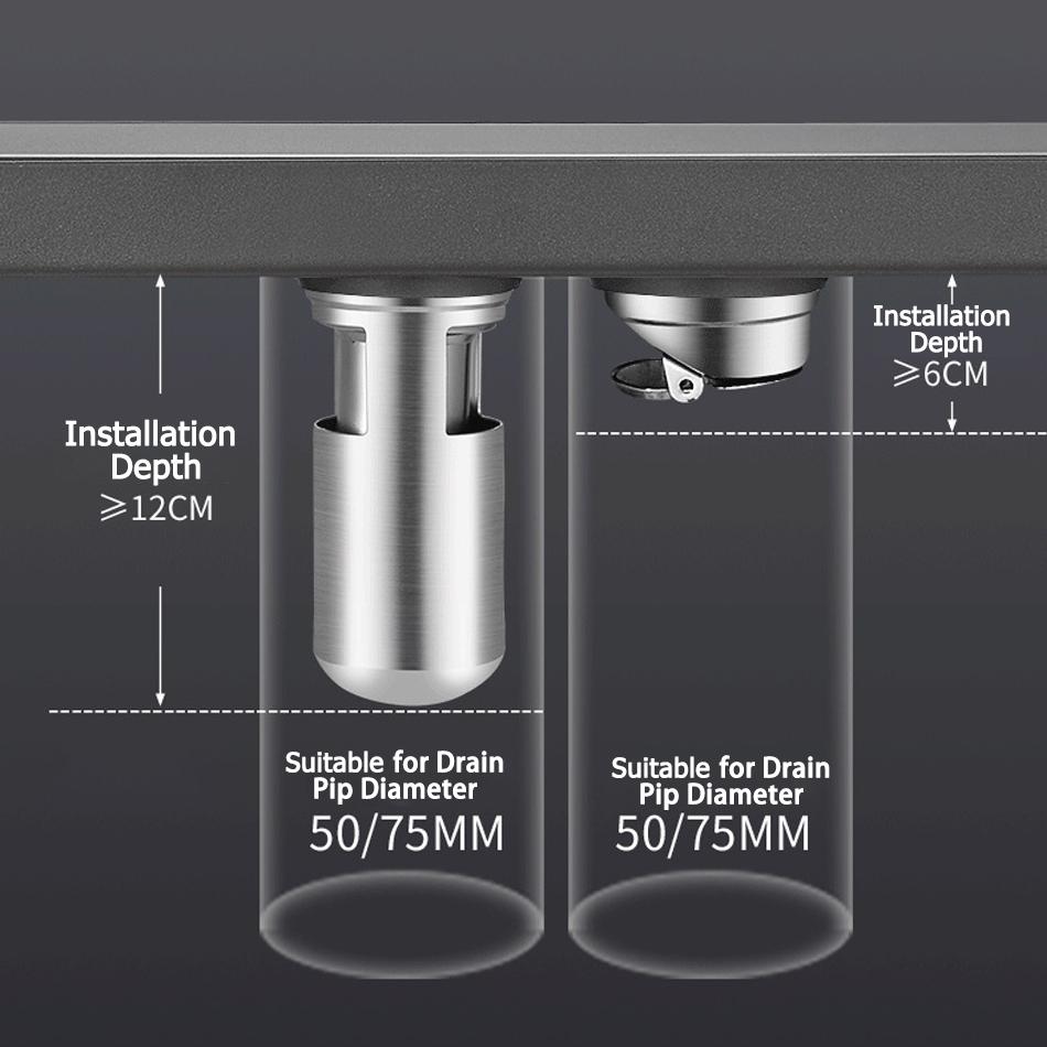 Невидимый слив для плитки из нержавеющей стали, серый, для душа в ванной, длинный, линейный, боковой слив для пола 60 70 80 90 100 см