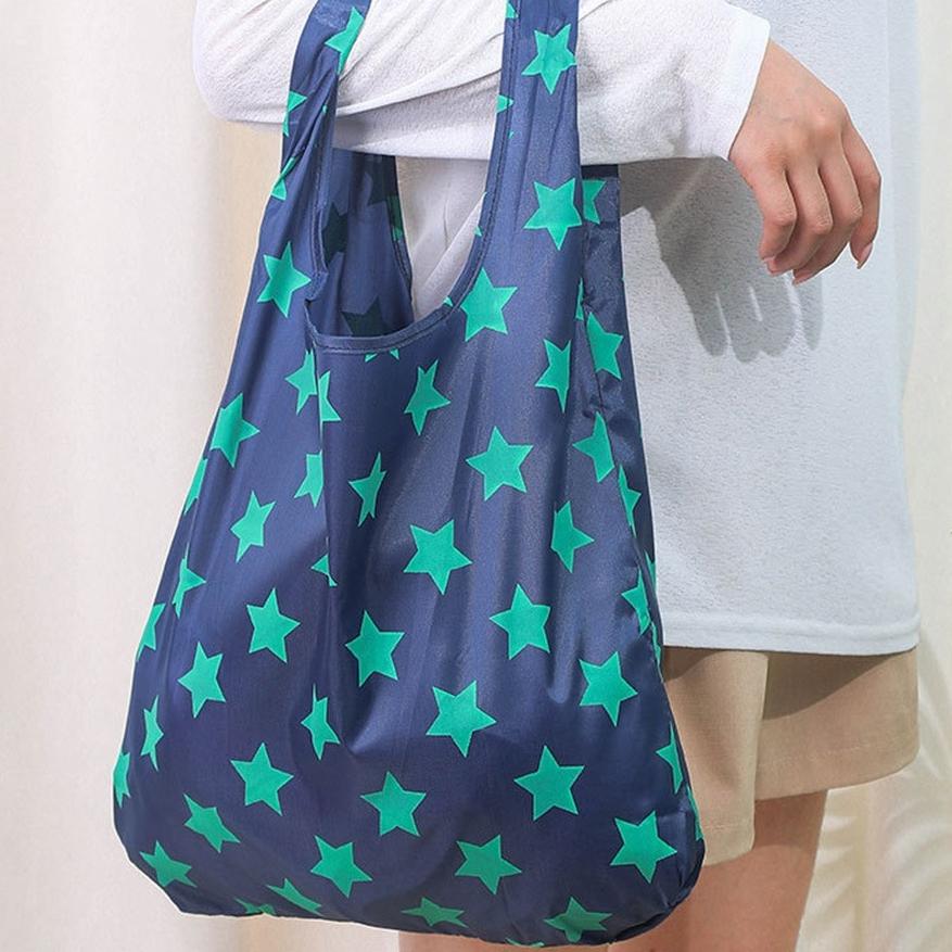 Eco-Friendly Supermarket Bag Polyester Large-Capacity Reusable Foldable Hand Shoulder Grocery Bag Market Bag Shopping Bag