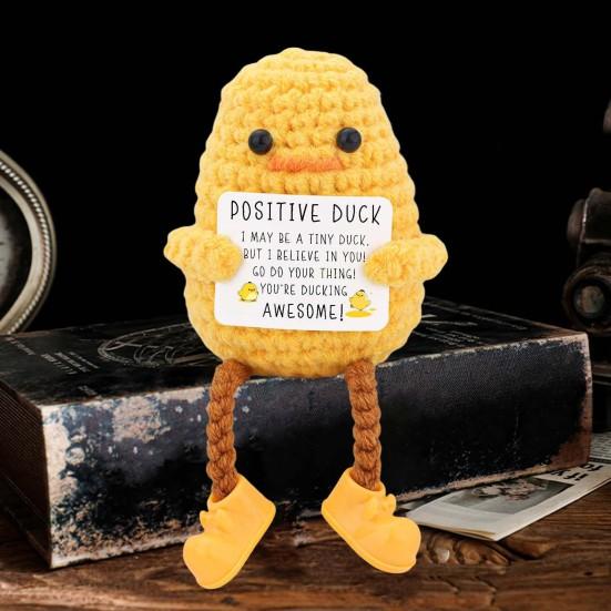 Вязаная крючком уточка, украшение ручной работы, длинноногая уточка, кукла, компаньон для стола, позитивная утка, вдохновляющий подарок для женщин и мужчин, наполнители для рождественских чулок