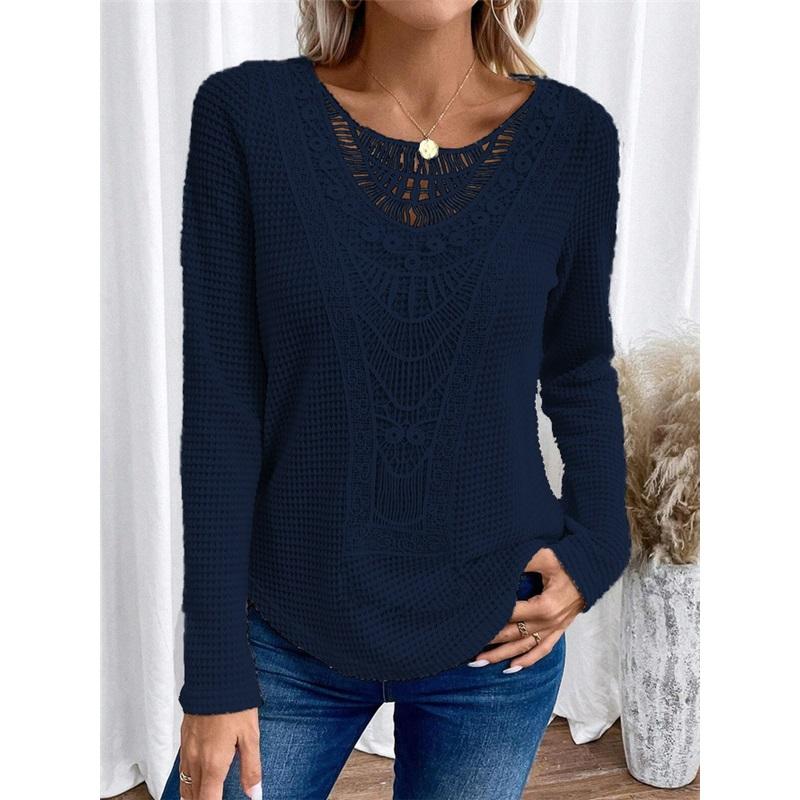 Кружевная футболка с длинным рукавом