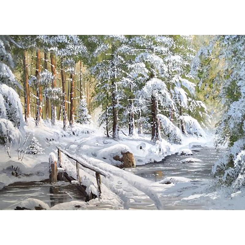 5D Diy Diamond Painting Cross Stitch Kit Snow Scenic Diamond Embroidery Landscape Mosaic Cross Stitch Wall Art Home Decor Gift