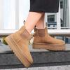 Men's and Women's Same Autumn and Winter Women's Casual and Comfortable Solid Color Platform Snow Boots Chimney Fashion Chelsea Short Boots