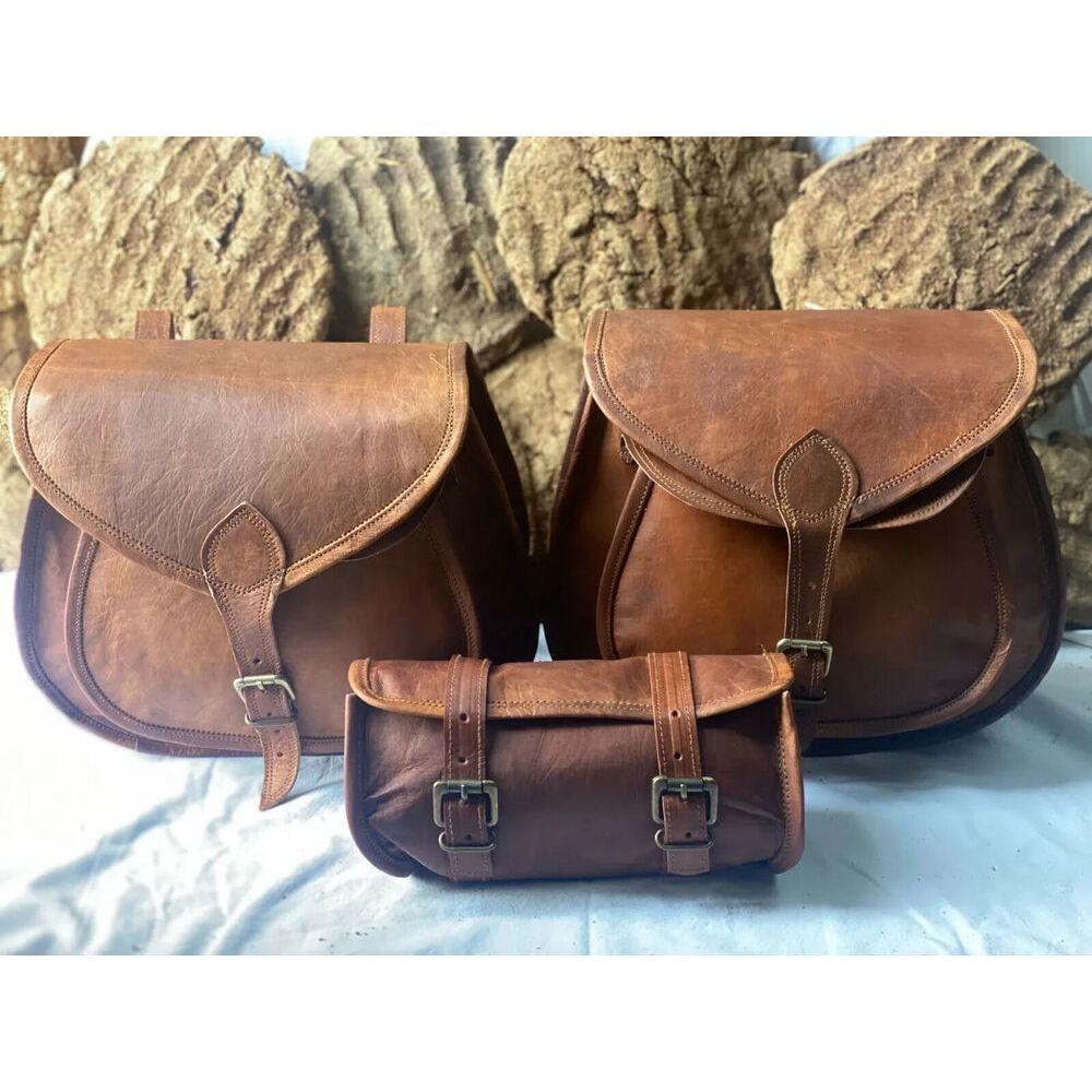 Седло мотоцикла, 3 боковые сумки, винтажная кожаная сумка для инструментов с поворотным рычагом