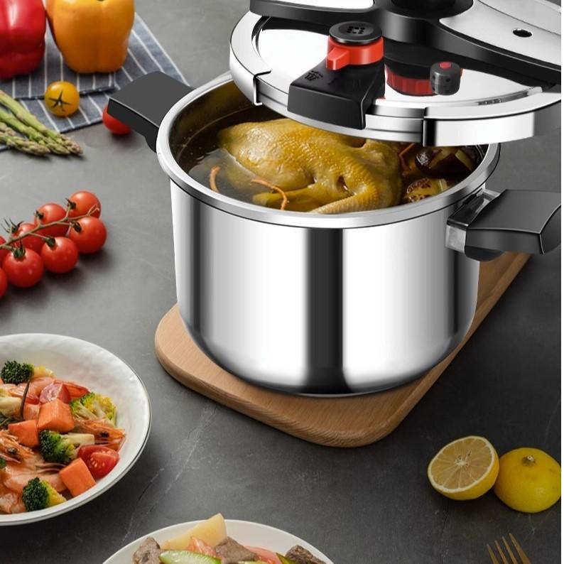 Скороварка. Кухонная скороварка 4–12 л, подходящая для индукционных плит и плит. Посуда из нержавеющей стали 304 с легко открывающейся закрывающейся крышкой.