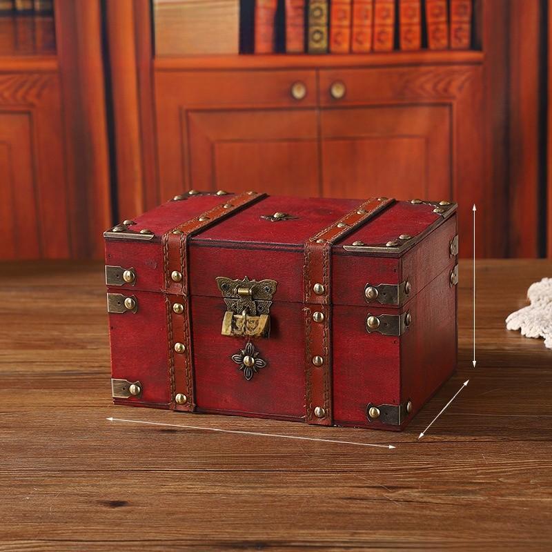 Storage Wooden Vintage Box With Lid For Desk And Shelf Organization Decoration