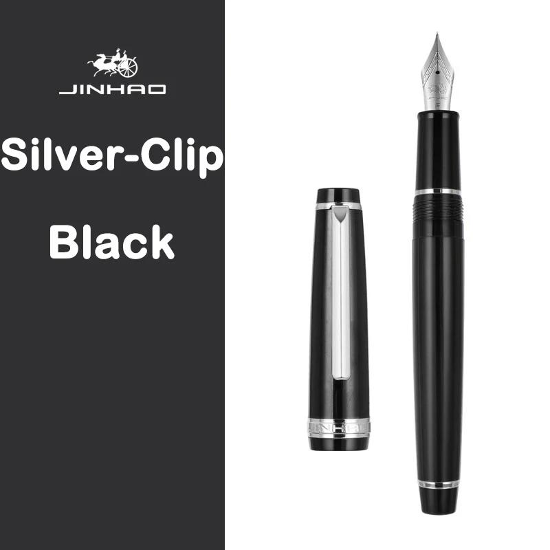 JINHAO 82 Перьевая ручка Золотая отделка Акриловый корпус Серебряный зажим для письма Каллиграфии Подписи Школьные Офисные принадлежности Канцелярские товары